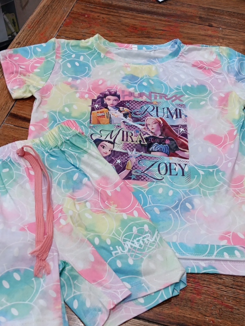 Huntrix Kids Tie-Dye Character Short Set - Pastel Multi  Demon Hunters